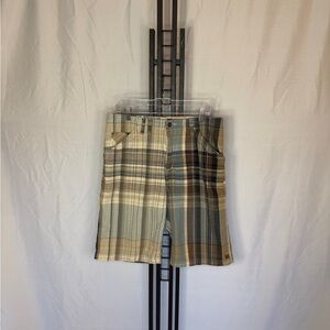 Reef Men's Plaid Shorts -‎ Blue, Tan, and Brown